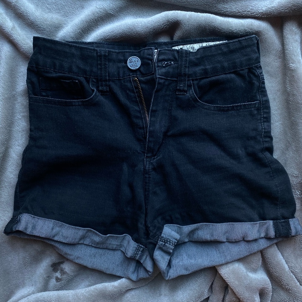 Black Stretch Jean Shorts
